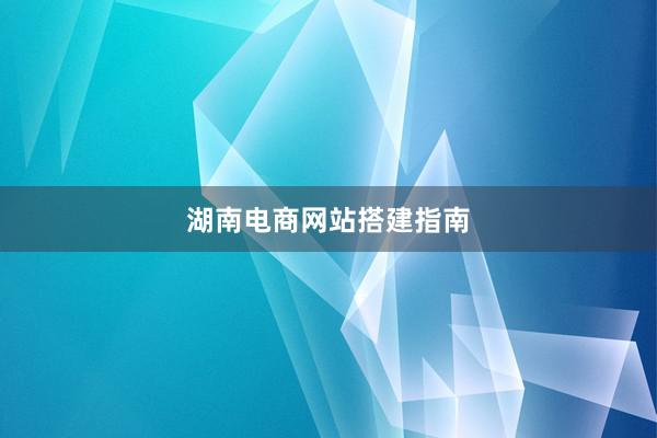 湖南电商网站搭建指南